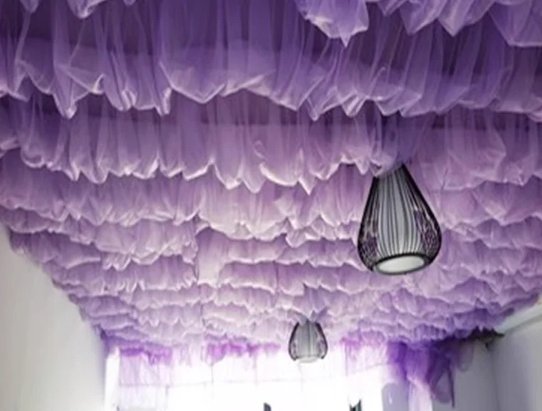 

Wedding Cloud Ceiling Gauze Decorative Drapes Snow Veil Background Curtain Stage Props Sash for Event Party Top Roof Decoration