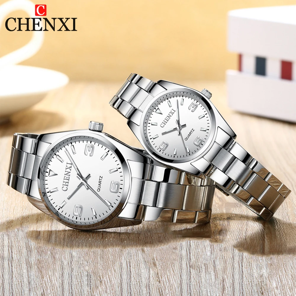 CHENXI Casual Fashion Couple Watch Stainless Strap Luminous Men\'s and Women\'s Classic Style Quartz Wristwatches Lover\'s Gift