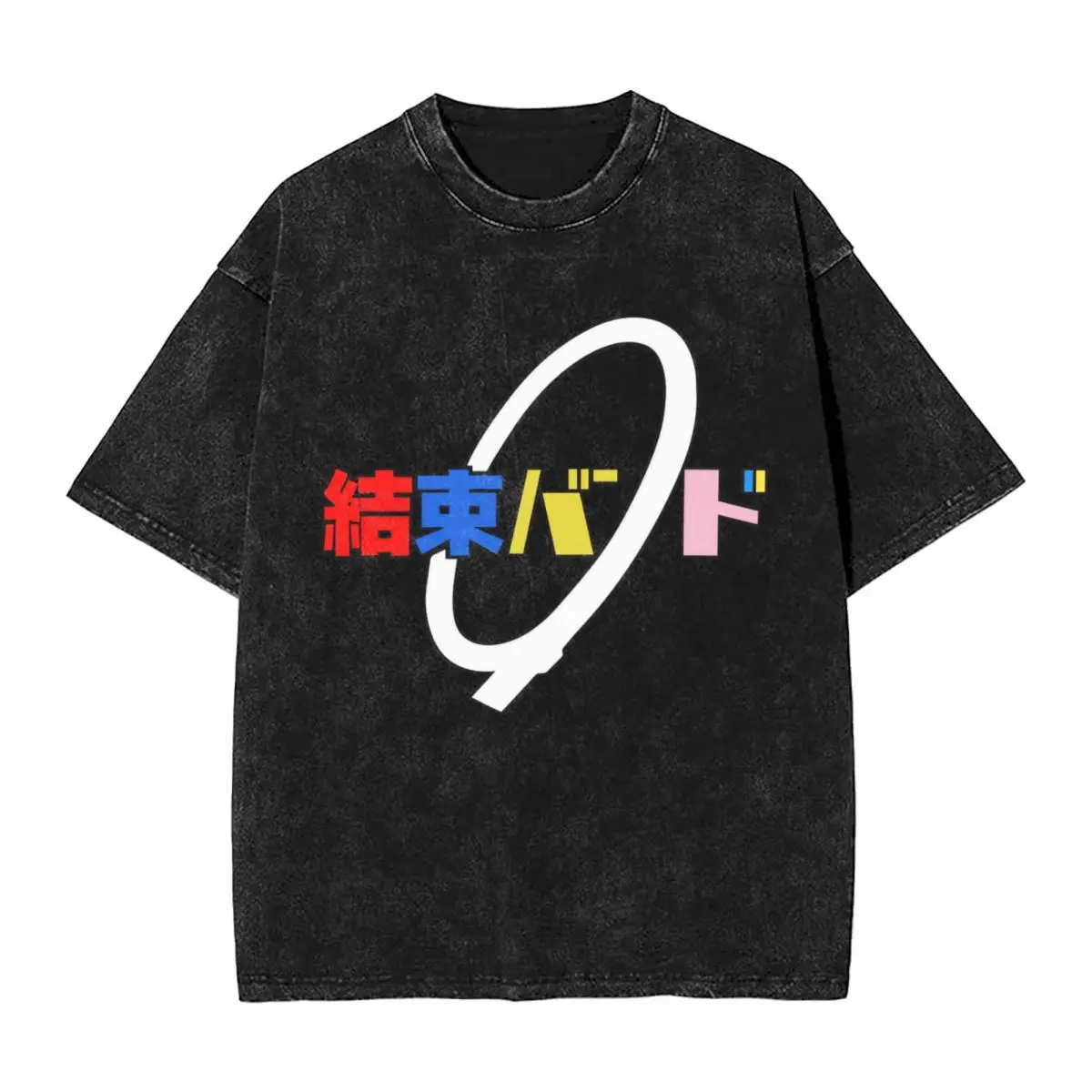 Washed T Shirt Kessoku Band Bocchi The Rock Hip Hop T-Shirt Oversize Cute Anime Streetwear Short Sleeve Tops Tee Shirt Men Women