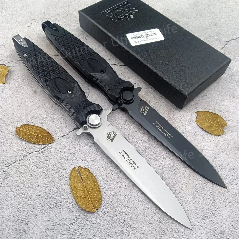 Tactical Russian HOKC Military Folding Pocket Knife Hunting G10 Handle D2 Steel Self-defense Wild Survival Flipper Knife Gift