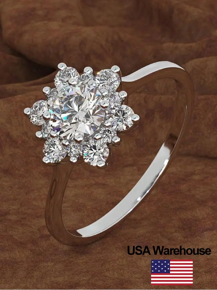 

925 Sterling Silver Brilliant Gorgeous Snowflake Round Zircon Ring For Women Engagement Wedding Luxury High Quality Fine Jewelry