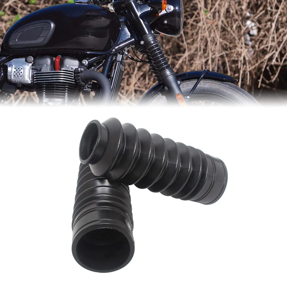 

2PCS Dust Cover Sleeves Front Fork Gaiters Gators Compatible with Triumph Climber T100 T120 T900 Motorcycle Rubber Black
