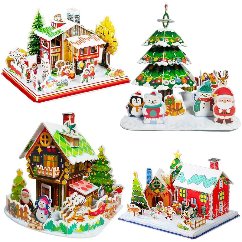 3D Christmas Puzzle Model - Children's Interlocking House & Room DIY Craft, Enhancing Cognitive and Hands-On Skills