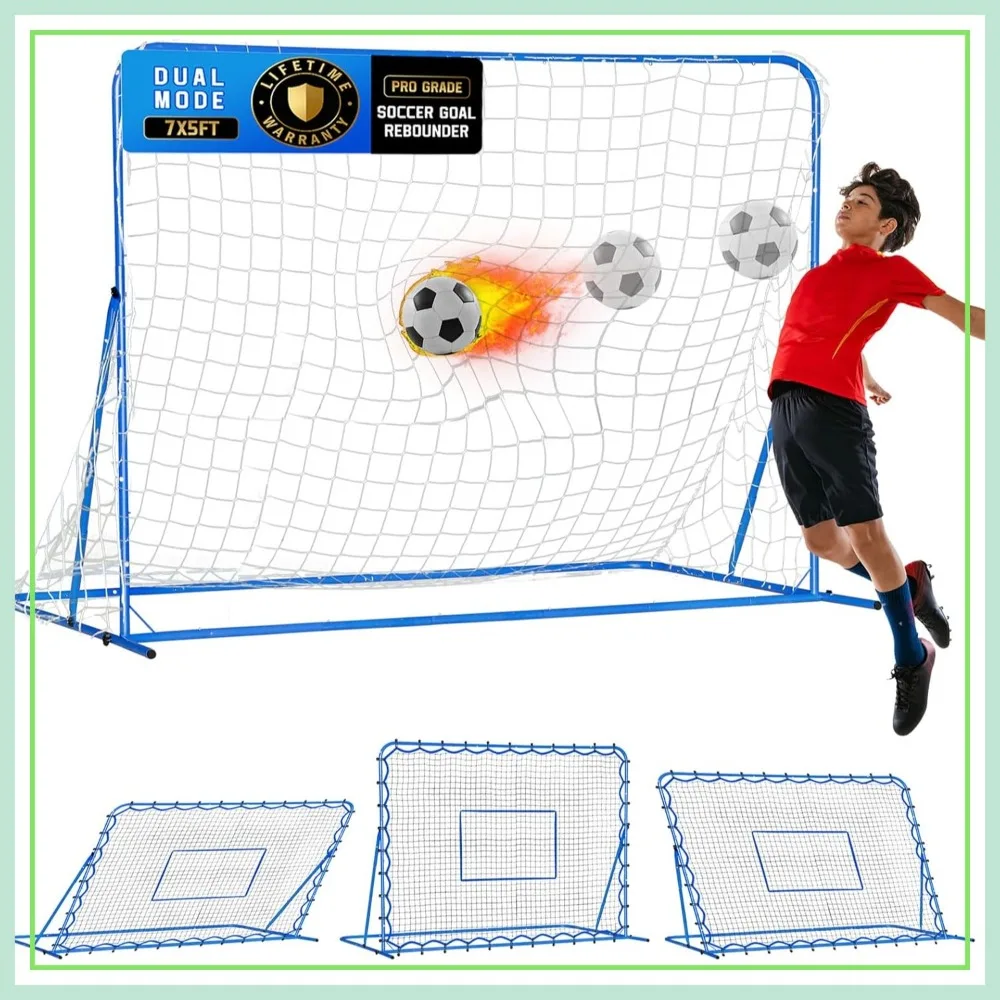 

Multi-Sport Rebounder Net, 3 Adjustable Angles for Passing & Control Training, Easy Setup, 7x5FT
