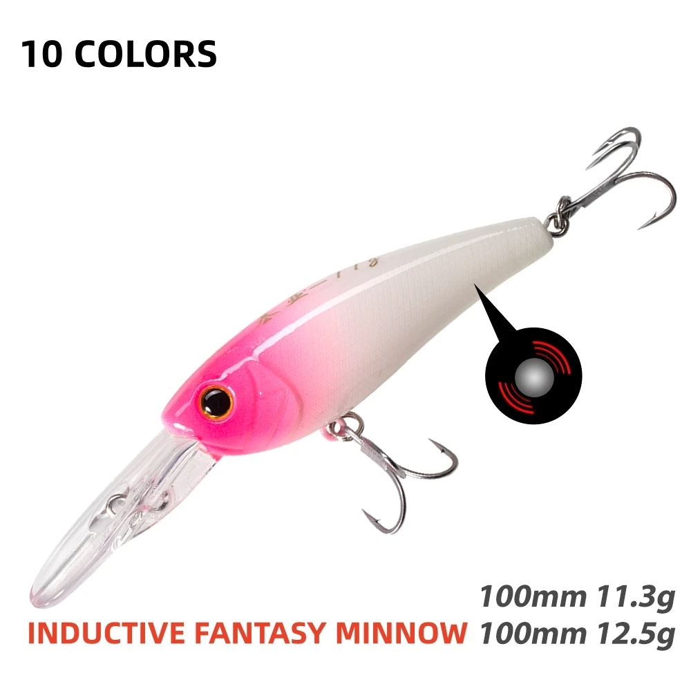 

Hunthouse Crankbait Minnow Hard Bait Fishing Lure Slow Sinking/Floating Inductive Fantasy 100.01mm 12.5g/11.3g Depth 1.5m Lake