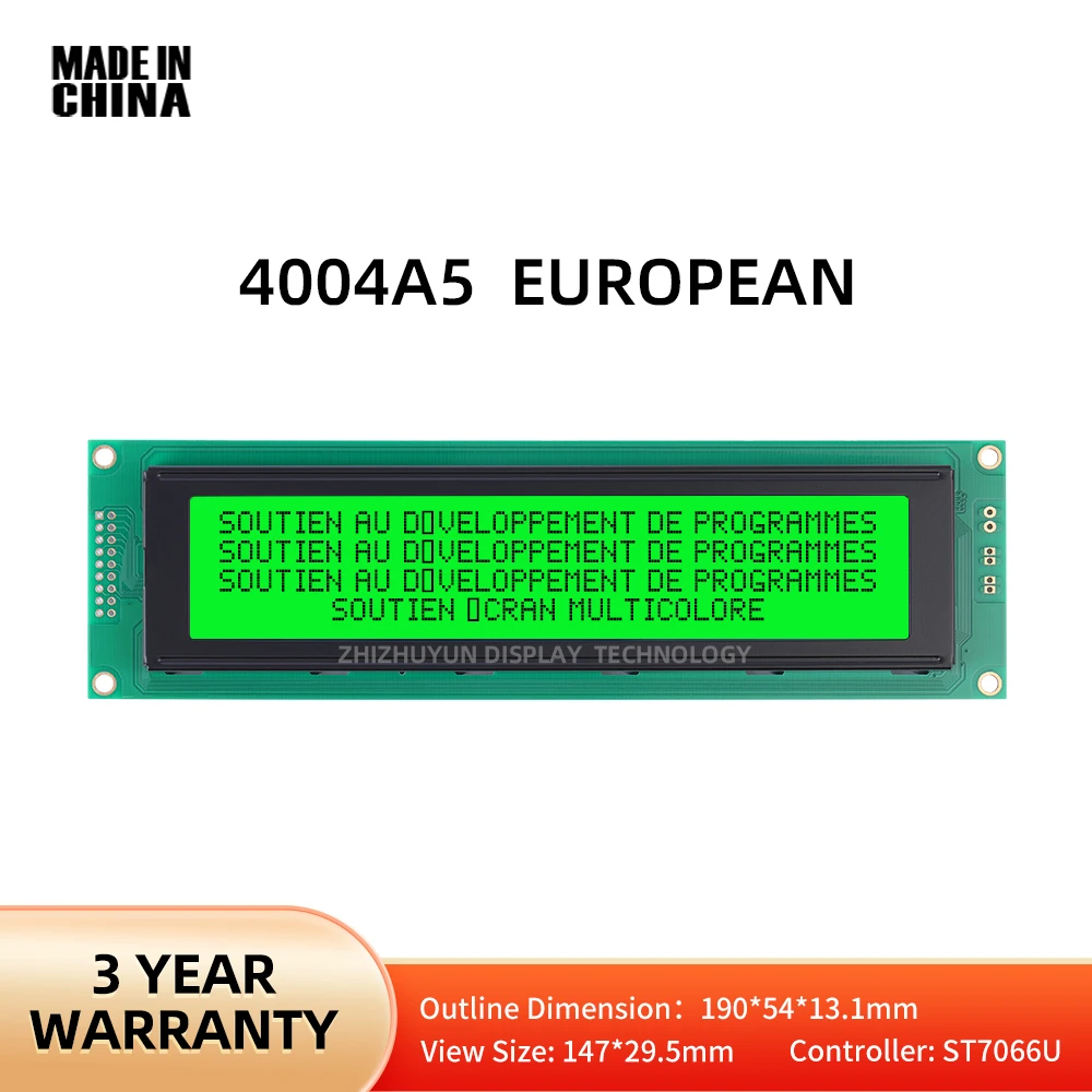 Quality Assurance 4004A5 European 5V 40X4 4004 Character LCD Module Green Light 190*54*13.1Mm