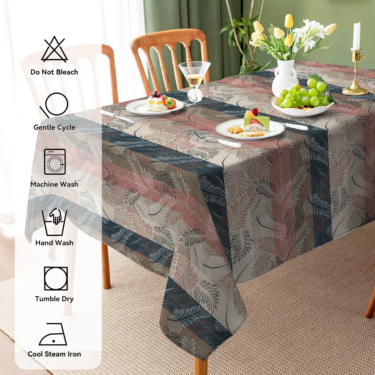 Plant Branches and Leaves Washable TableCloth for Wedding Party Dining Banquet Decoration Luxuriou Table Table Protector Cloth