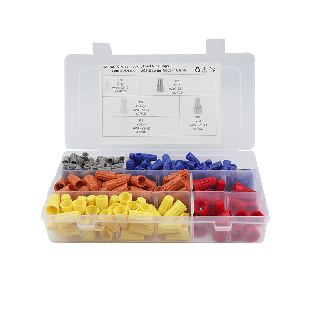 

320 Pcs Spring Wire Connector Assortment Kit Electrical Terminal Screw Material Household Wiring Speaker Car Marine