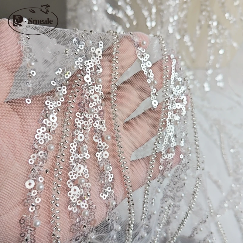 Luxury Evening Dress Fabric, High End Custom, Beaded Sequins, High Grade, Lace Fabric, Hand Sewn, RS4272