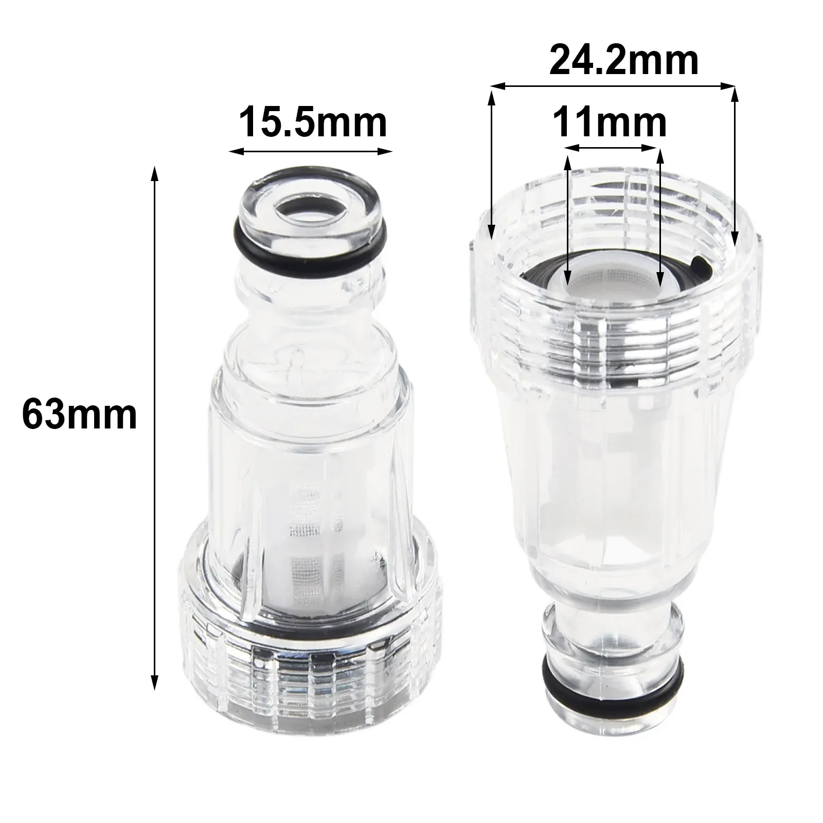 Pressure Washer Water Inlet Filter Transparent Plastic Replacement Tool 5pcs Parts Accessories Useful High Pressure Washer