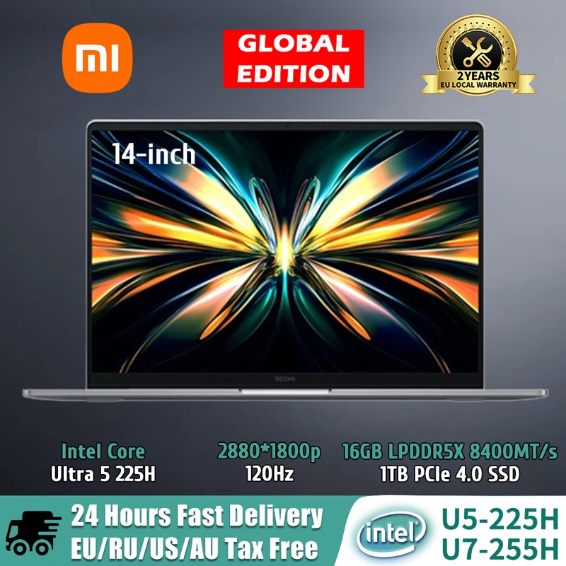 Xiaomi Laptop REDMI Book Pro 14 Laptop Ultra5-225H Ultra7-255H 16GB/32GB 1TBSSD 2.8K/120Hz Notebook PC