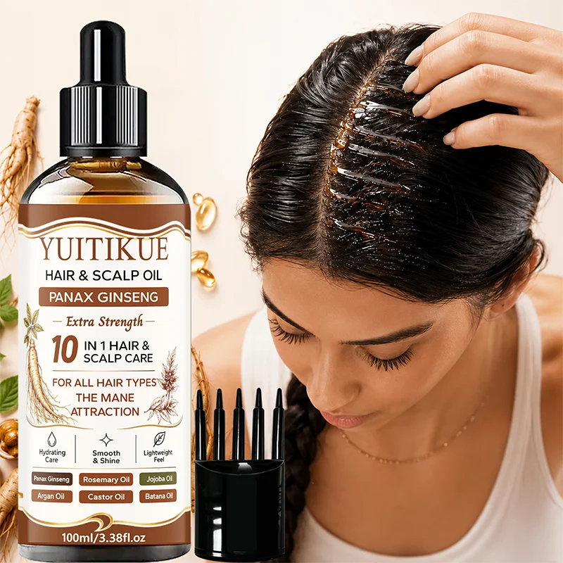 YUITIKUE Hair & Scalp Oil 100ml - Panax Ginseng 10 IN 1 Extra Strength, Lightweight & Non-Greasy Care