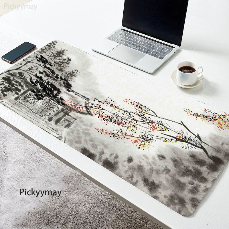 100x50 90x40 Ancient Painting Large Mousepad Chinese Art Mountain Mouse Pad Rubber Deskpad Desk Mat Computer Table Carpet XXL