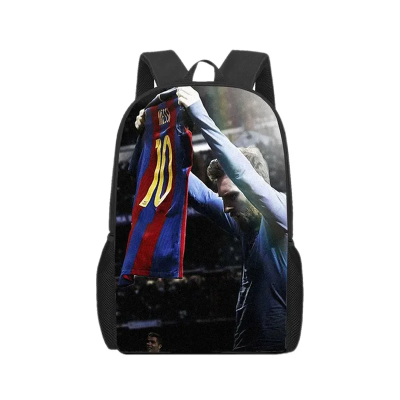 Ransel perjalanan poliester anak muda Messi, ransel perjalanan bermotif bintang sepak bola Messi, hadiah Natal