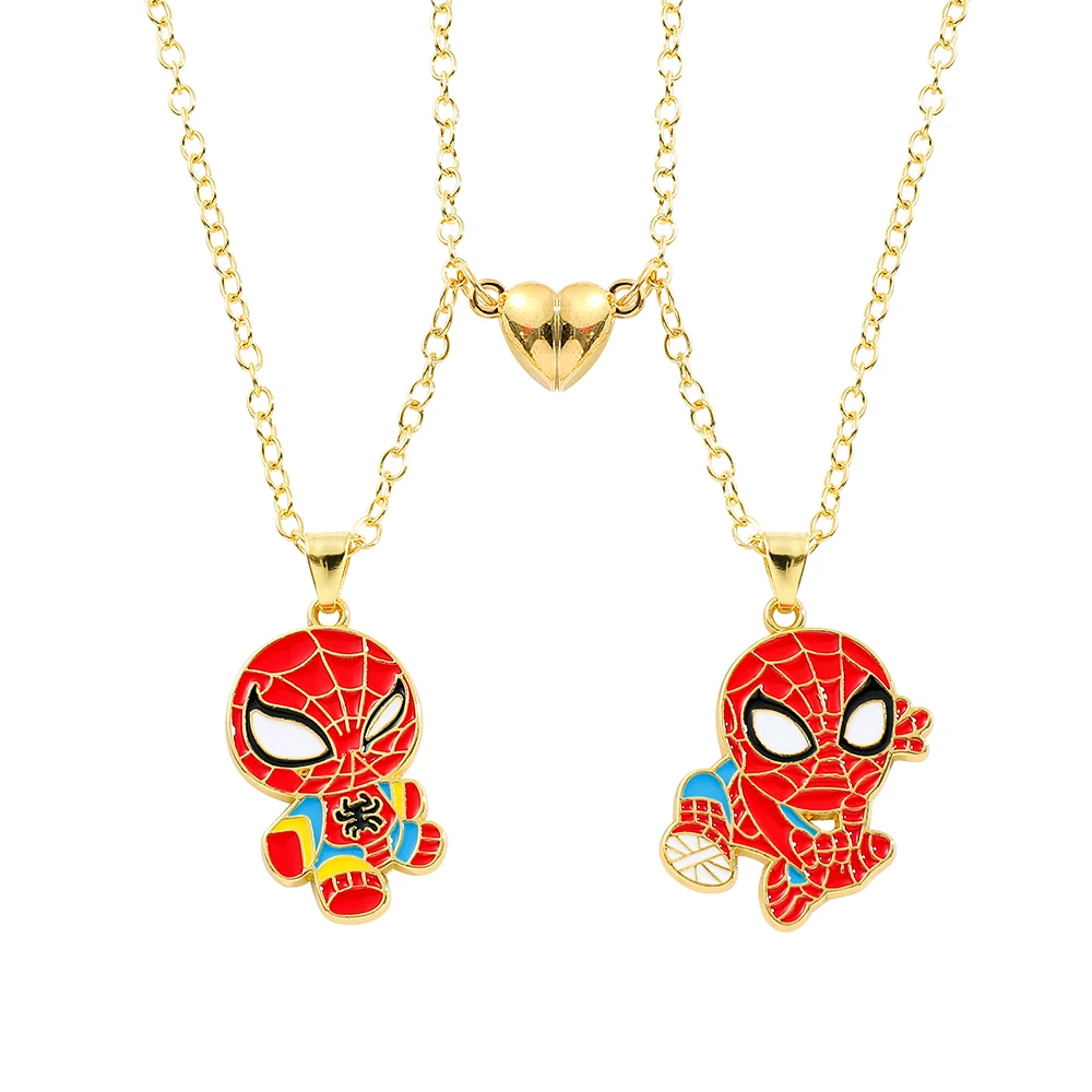 2pcs Marvel Superhero Spiderman Necklace for Best Friend Bff or Couple Necklace for Neck Accessories Gifts