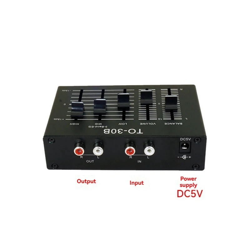 To-30B DC5V Stereo Audio EQ High Medium And Low Three-Band Balanced Preamplifier Audio Balance Volume Control