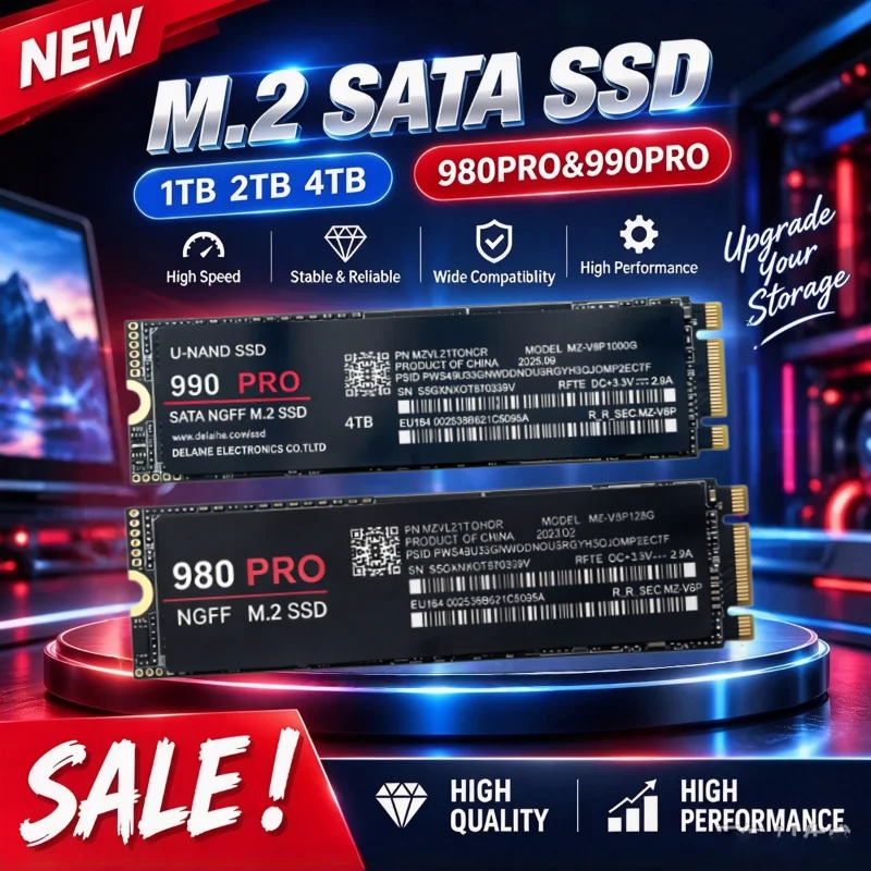 Unidad de disco duro SSD interno NAND de ultra alta velocidad, 1 TB, 2 TB, 4 TB, formato M.2 SATA NGFF, para tabletas y ultrabooks, ligera
