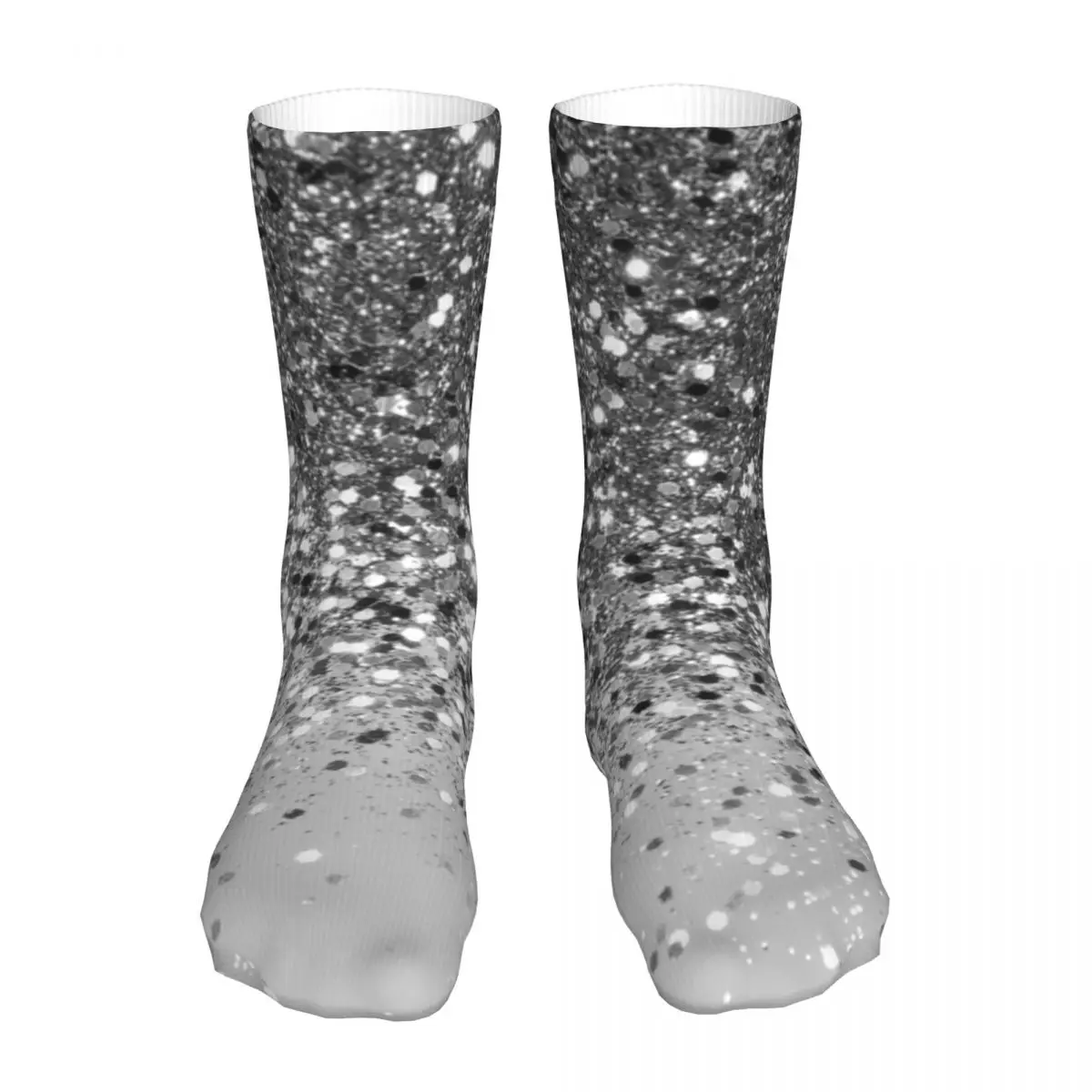 New Silver Gray Glitter Woman Socks 2022 Men Nodic Fashion Sport Sock