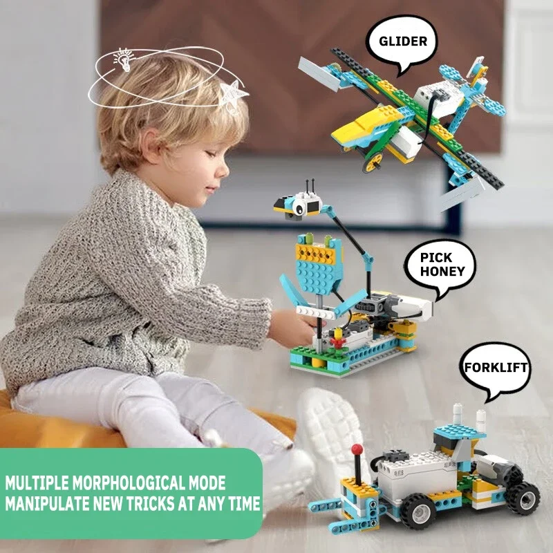 Blocchi educativi STEM: kit di mattoni robot programmabili, gruppo puzzle a vapore ad alta tecnologia per l'apprendimento precoce delle scienze