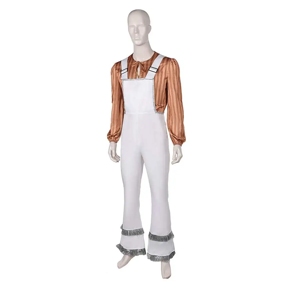 Fantasy Bjorn Ulvaeus Cosplay ABBA Costume 70s 80s Costume Shirt Pants Overall for Adult Men Halloween Carnival Party Suit