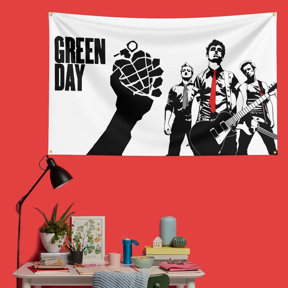Green Day Inspired Rock Music Flag 3x5 FT 90x150cm Polyester Decorative Banner Tapestry For Music Fans Bedroom Wall Decoration