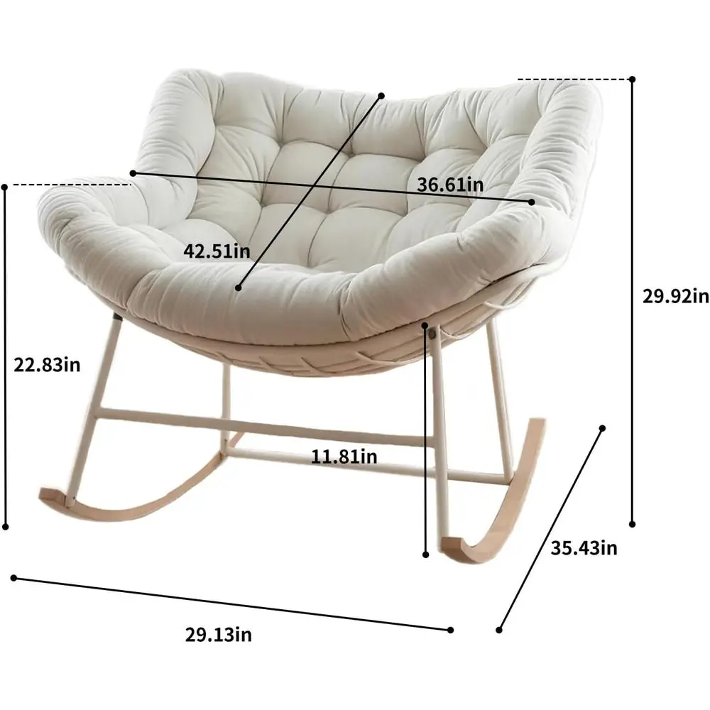 Oversized Papasan Rocking Chair with Thickened Cushion, Heavy-Duty Cozy Egg Chair, LarComy LounChair or Reading, Relaxing & edro