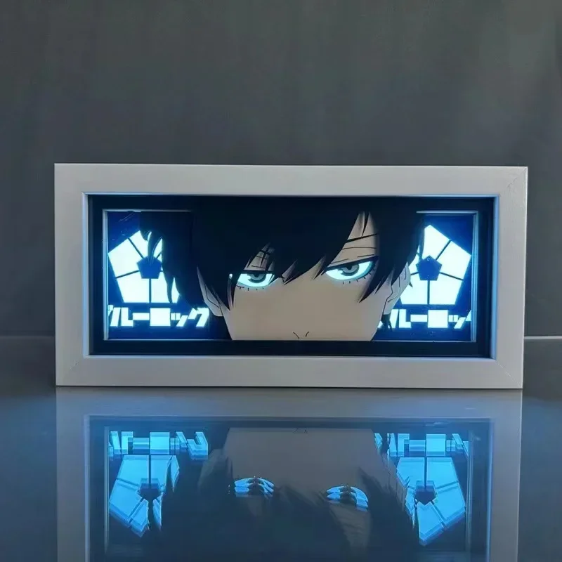 3D Anime Rin Itoshi LED Lamp Box Yoichi Isagi Blue Action Figure Toys Paper Carving Light Manga Night Light Boy Brithday Gift