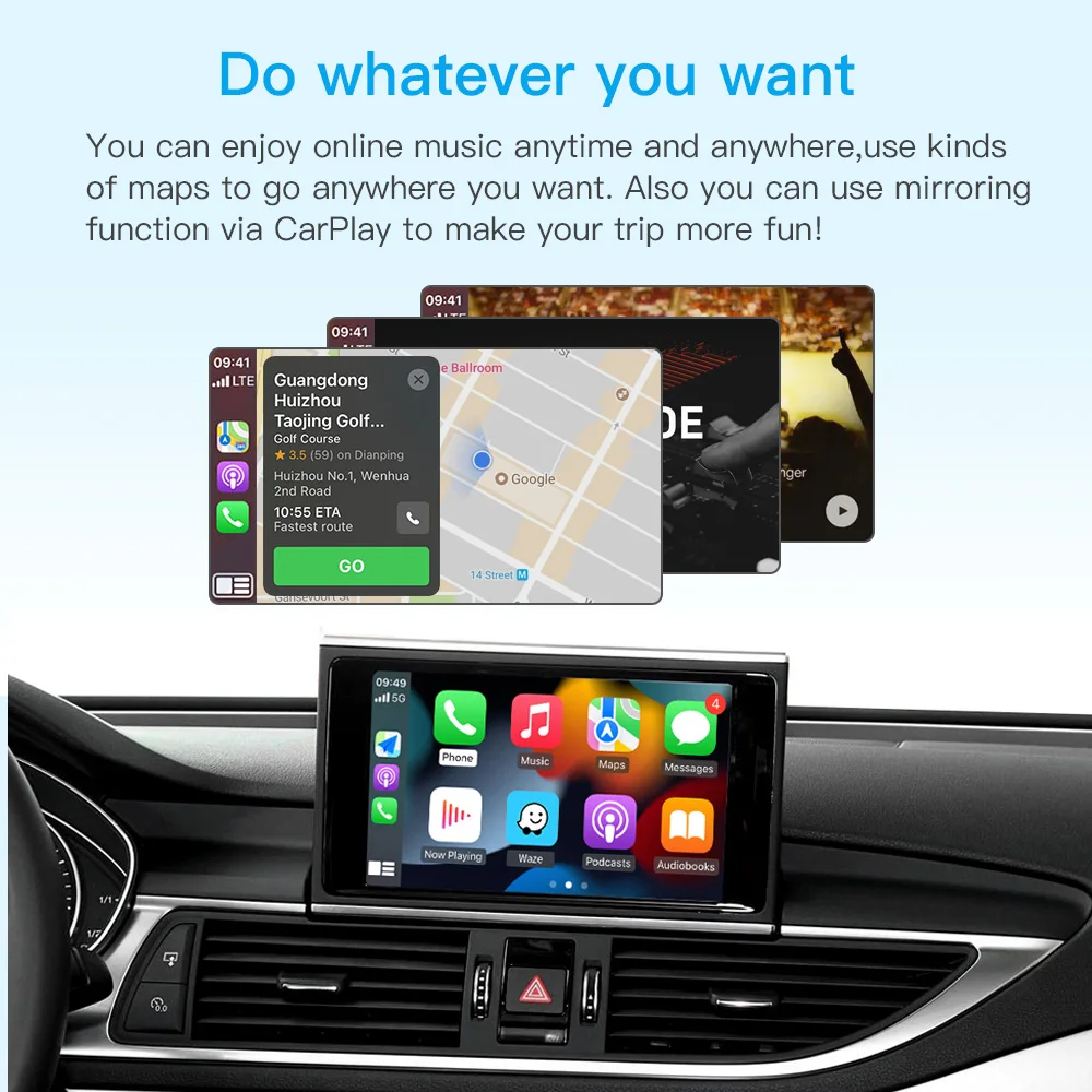 AUTOABC Interface CarPlay Sem Fio para Audi A6 A7 3G HN 2012-2018 com AirPlay Mirror Link Car Play Função Android Auto