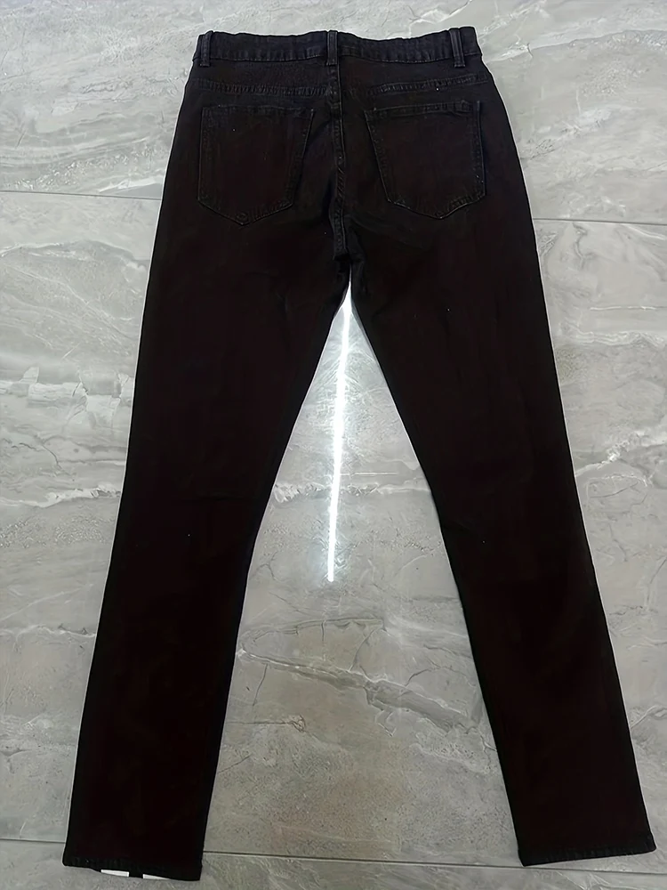 البوب شارع الجينز الرجال المشارب الطباعة الدنيم السراويل غسل بلون عادية منتصف الخصر بنطلون مطاطا سليم صالح ملابس يومية ركض