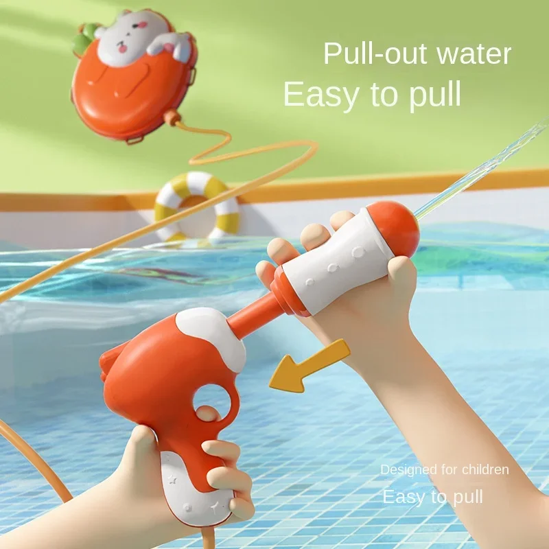 Mochila de praia de verão tipo puxar watergun super grande capacidade brinquedos aquáticos infantis bonito divertido presente ao ar livre para meninos e meninas