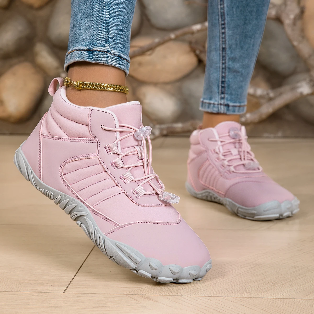 Women's Mid-Top Leather Waterproof Casual Sneakers, Fashion Versatile Lightweight Non-Slip Trendy Shoes for Daily & Outdoor Spor
