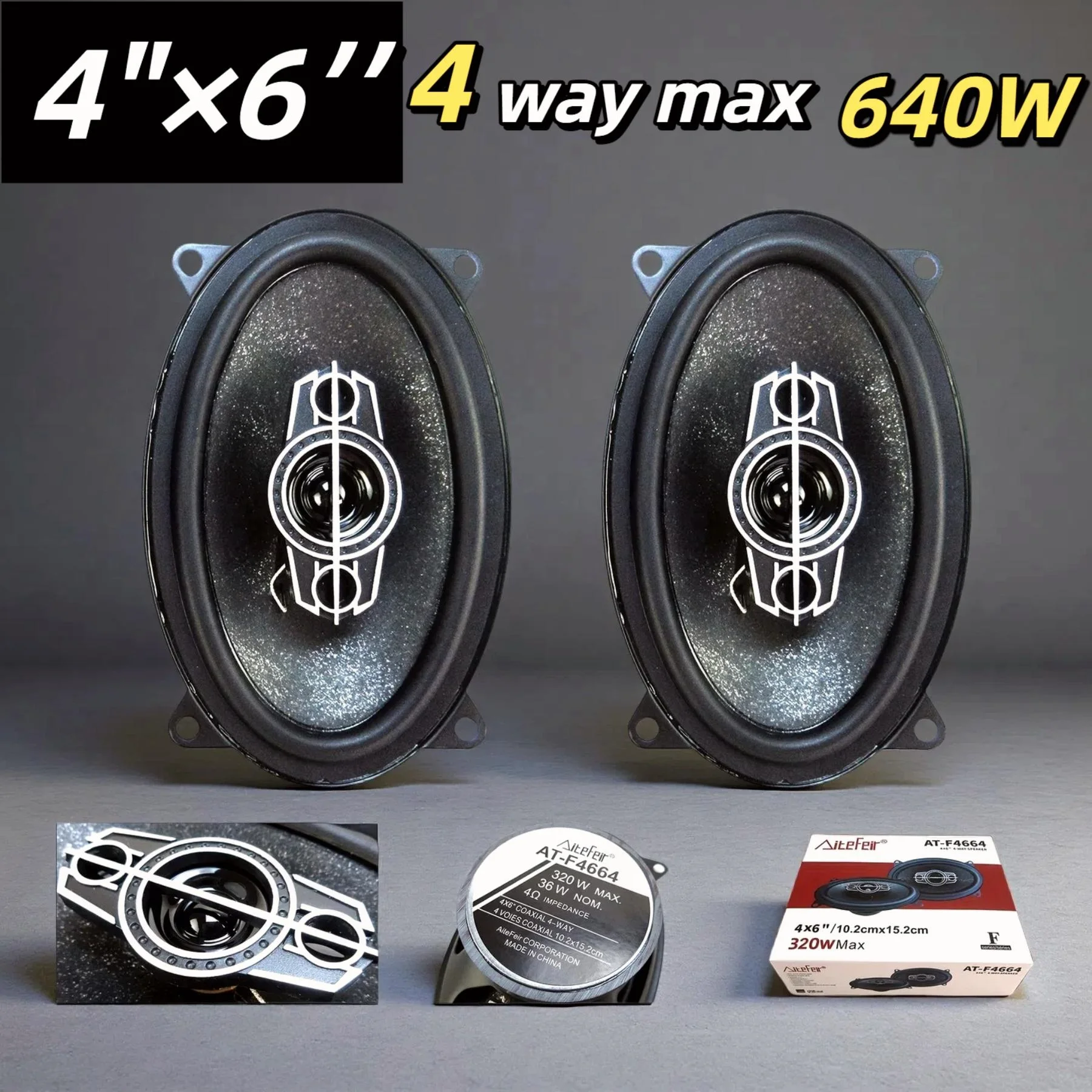 320W 4 inch 6 inch 4-Way Max Car HIFI Coaxial Speaker Door Audio Music Stereo Tweeter Mid-woofer Full Range Frequency Speaker