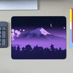 Fuji Desk Mat Purple Blue Mouse Pad Japanese Fuji Sakura Cherry Blossom Mountain landscape Small Gaming Mousepad 20x25