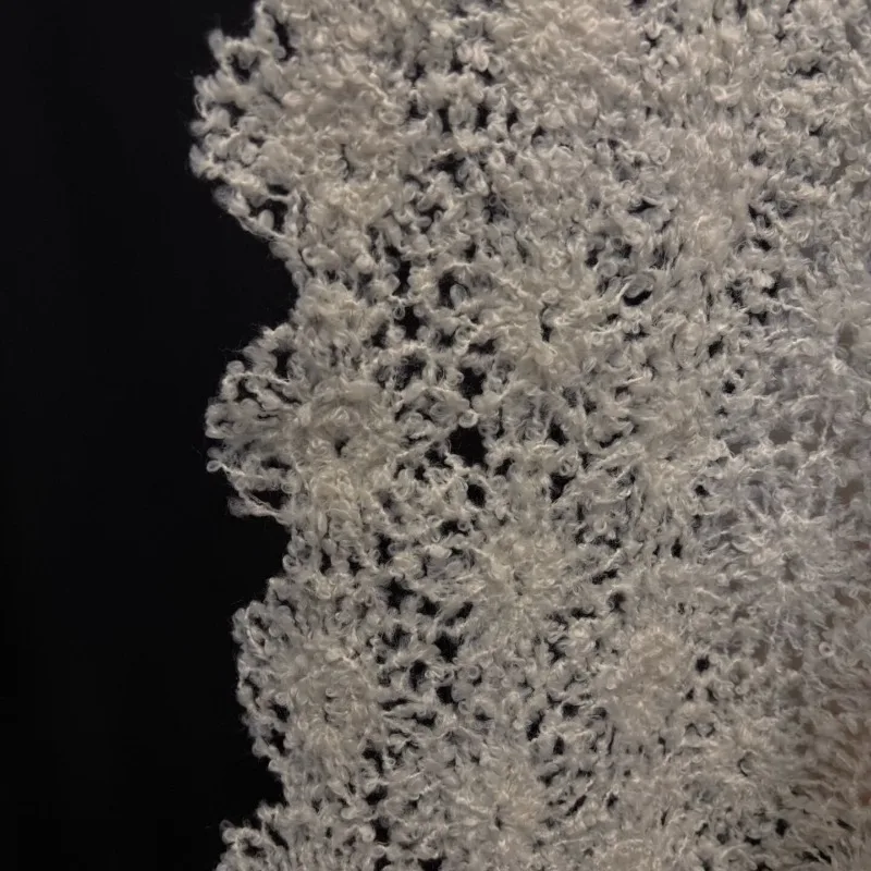 Beige Heavy Water Soluble Loop Fleece Hollow Out Mesh Fabric for Spring Summer Vest Dress Designer DIY Sewing Accessories