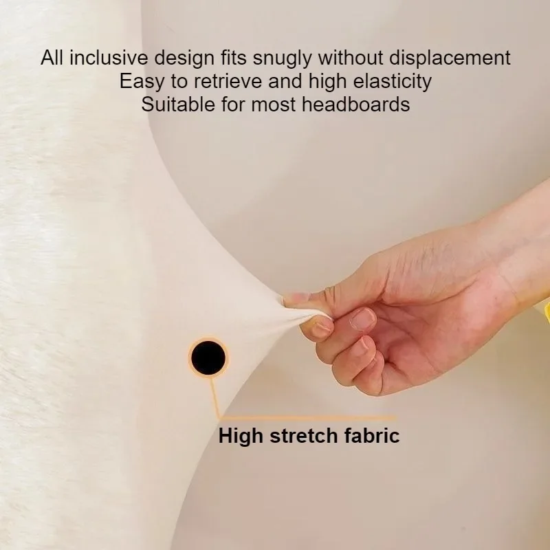 Thicken Plush Bed Headboard Cover Solid Color Soft Faux Fur Elastic Bed Head Cover Anti-Dust Bed Back Protector Cover - view 6