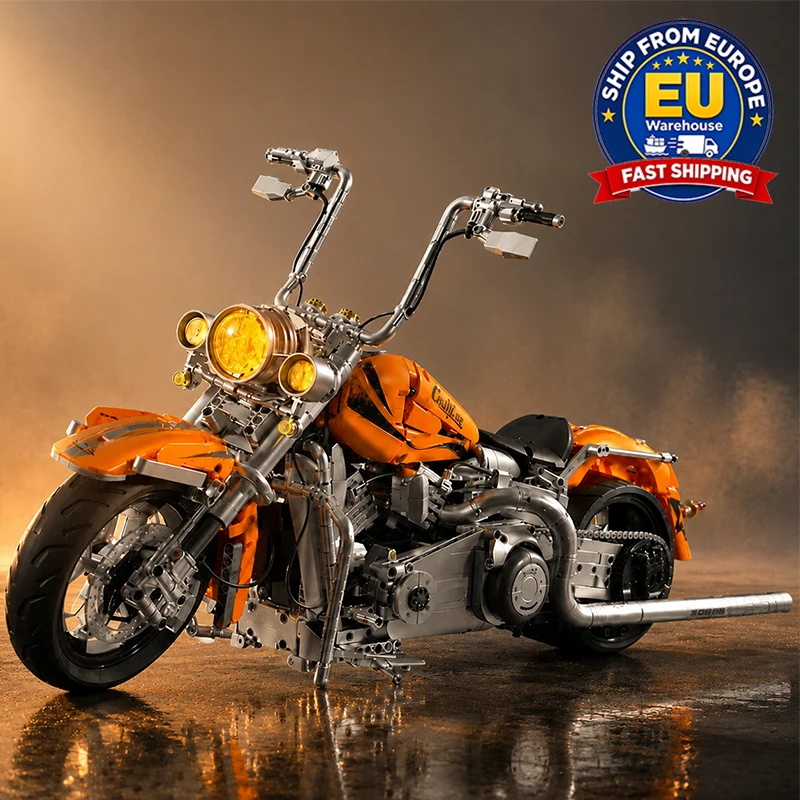 1:5 Klassisches Cruiser-Motorrad Technische Bausteine Sets Motorradmodell MOC Bausteine Spielzeug Weihnachtsgeschenke für Erwachsene DIY Montage-Spielzeug 2392 Teile