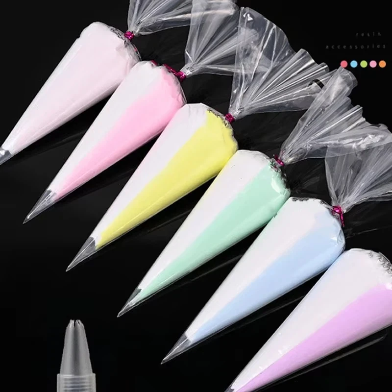Dwukolorowy klej do bitych śmietanek Diy Phone Case Materials 100g Simulation Fake Decoden Cream Clay Glue with Nozzle Jewelry Making — zdjęcie 5
