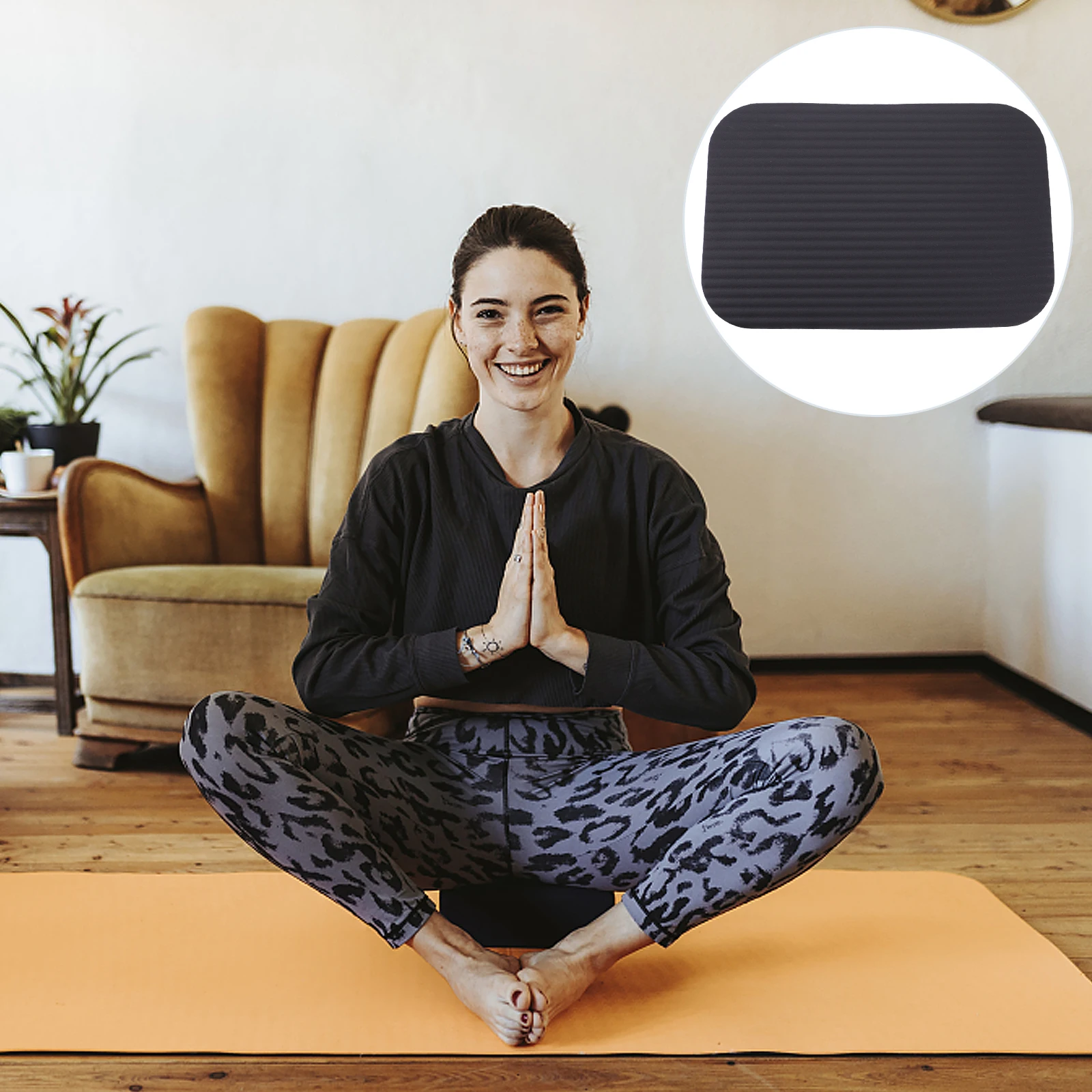 

1pc Yoga Kneeling Mat 29x19x15cm Black NBR Thick Pad Gardening Support Work Cushion Knee Protection Anti Slip Durability Garden
