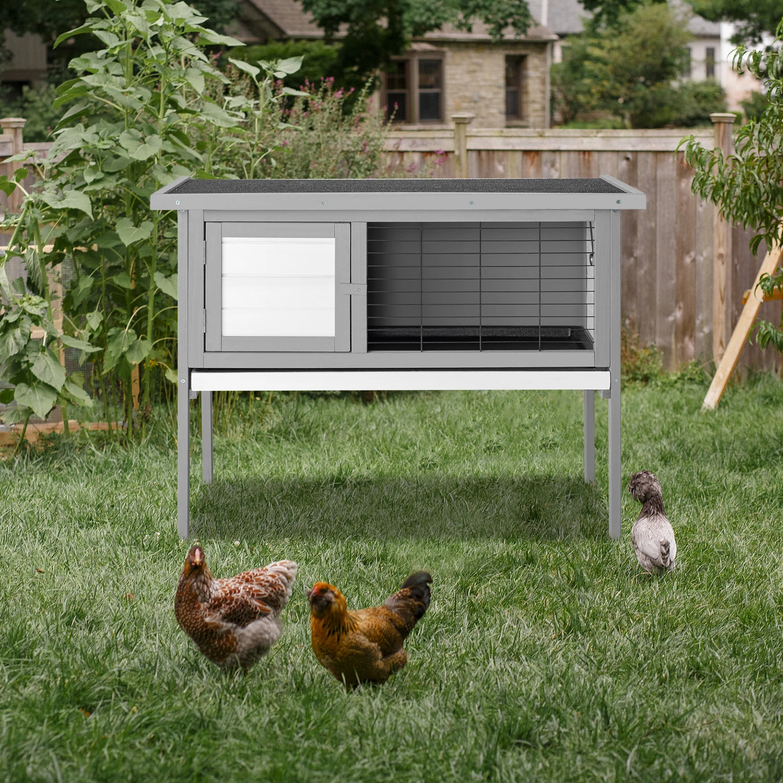 

36" Single Deck Waterproof Wooden Chicken Coop, Windproof & Rainproof Pet House for Chicken Duck Rabbit