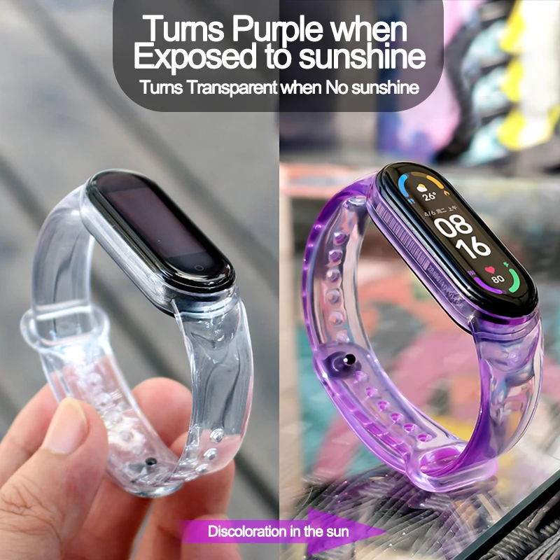 Color Change Strap For Xiaomi Mi band 7 6 5 4 3 Replacement Smart watchband Bracelet for Mi band 6 5 Strap Wristbands Pulseira