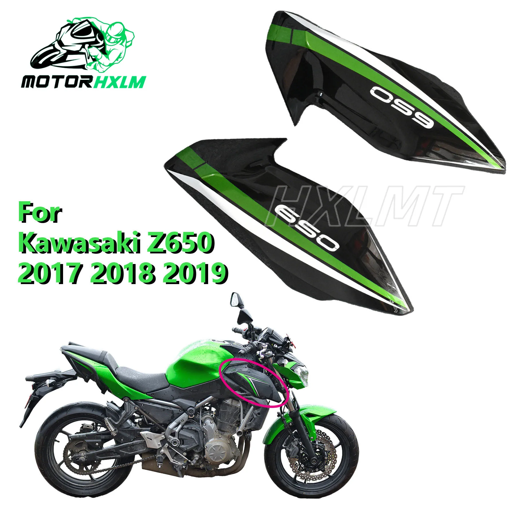 

For KAWASAKI Z 650 Z650 2017 2018 2019 Carbon Fiber Color Side Air Duct Cover Fairing Insert Part