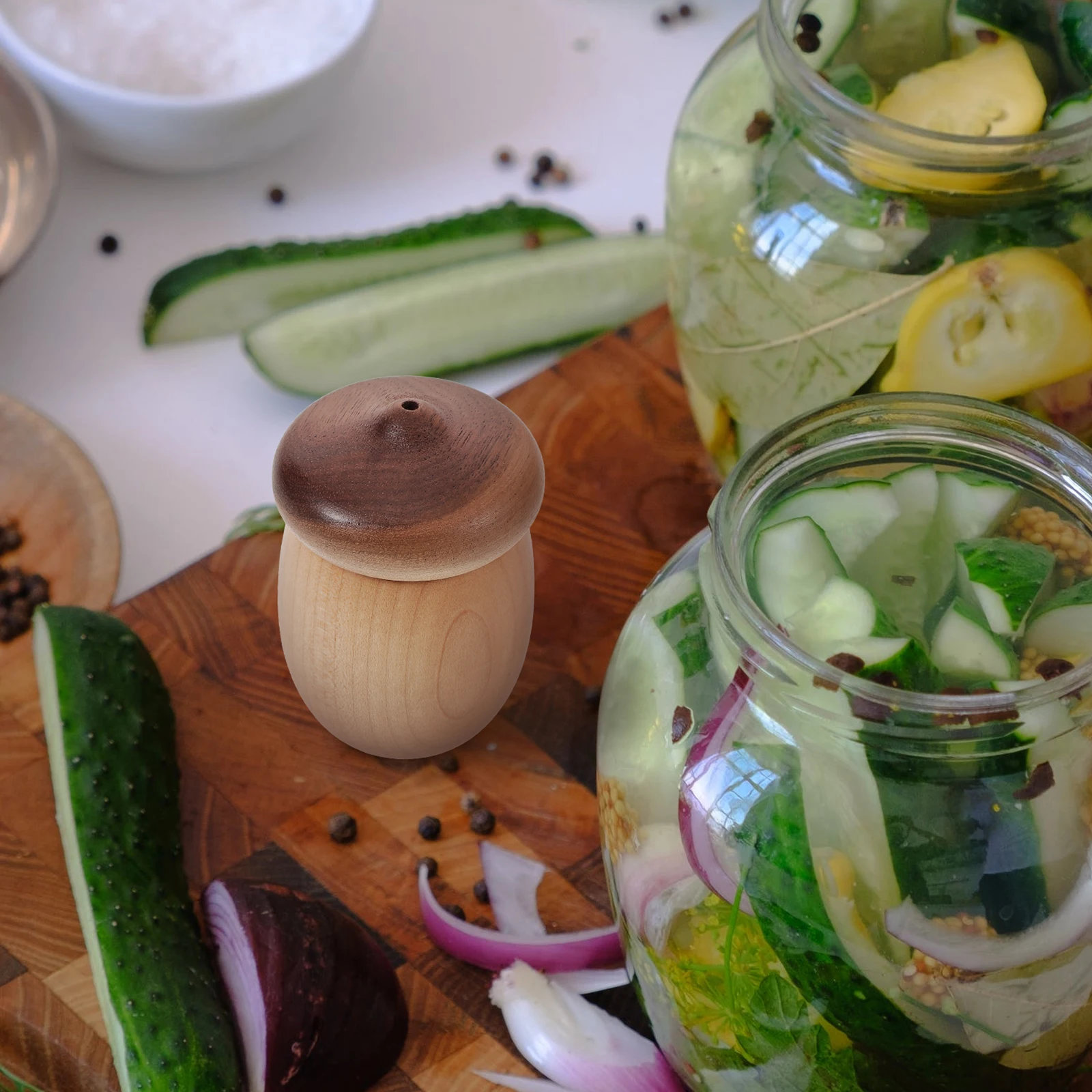 حامل أعواد أسنان مبتكر على شكل جوزة، موزع خشبي، منظم تخزين المطبخ، سهل التنظيف، قابل لإعادة الاستخدام، يدوم طويلاً #4