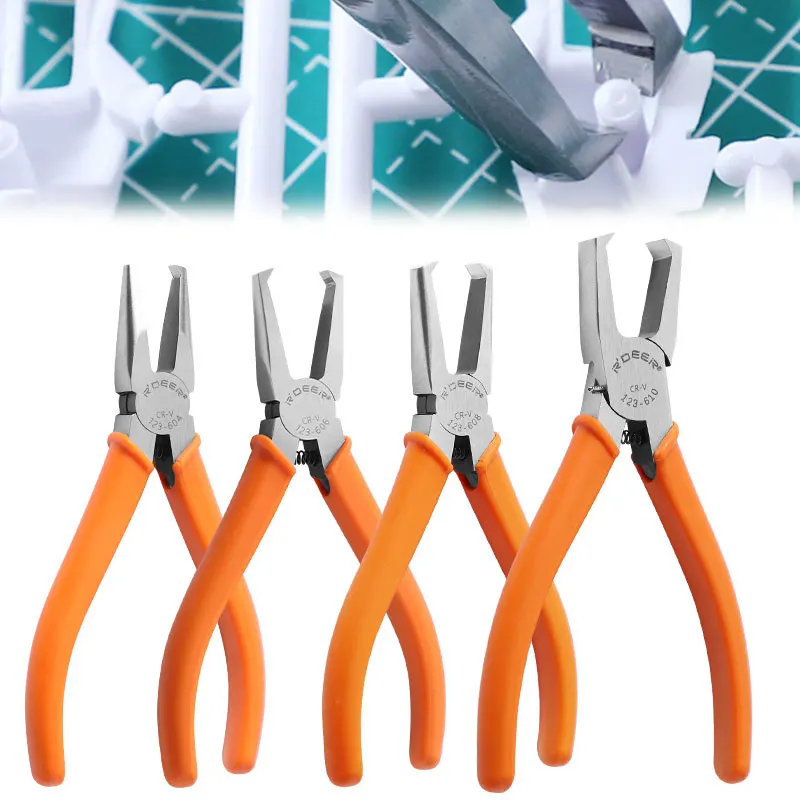 Plastic Cutting Pliers 90 Degree Double-Edged CR-V Tip Cutter Nipper with 4/6/8/10mm Flush Jaw Electrician Hand Tools