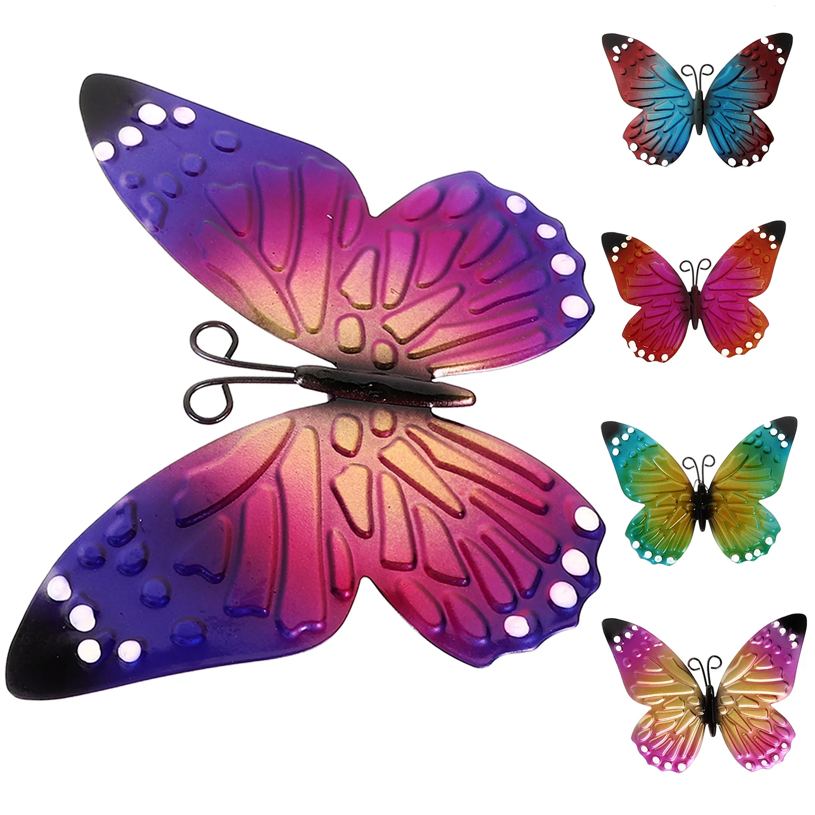 

5 Pcs Metal Butterflies Wall Decor Indoor Outdoor Decorations Realistic Natural for Home Bedroom Garden Yard