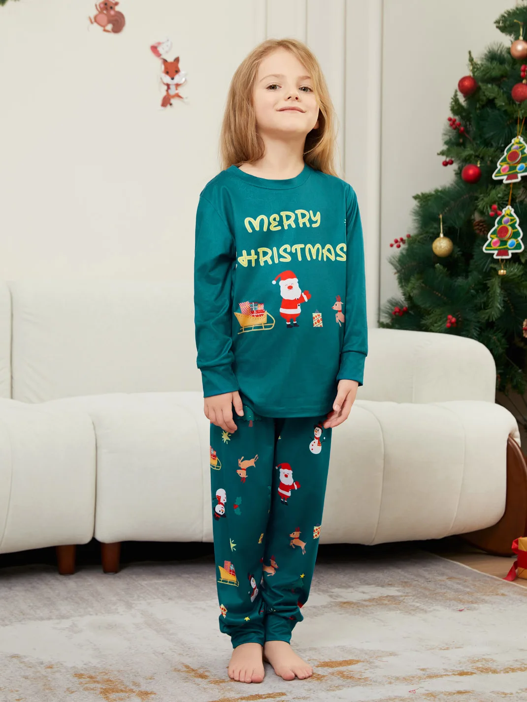 Christmas Family Matching Pajamas Outfits Father Mother And Kids Xmas Sleepwear Suits Tops+Pants 2 PCS Baby Boys Girls Rompers