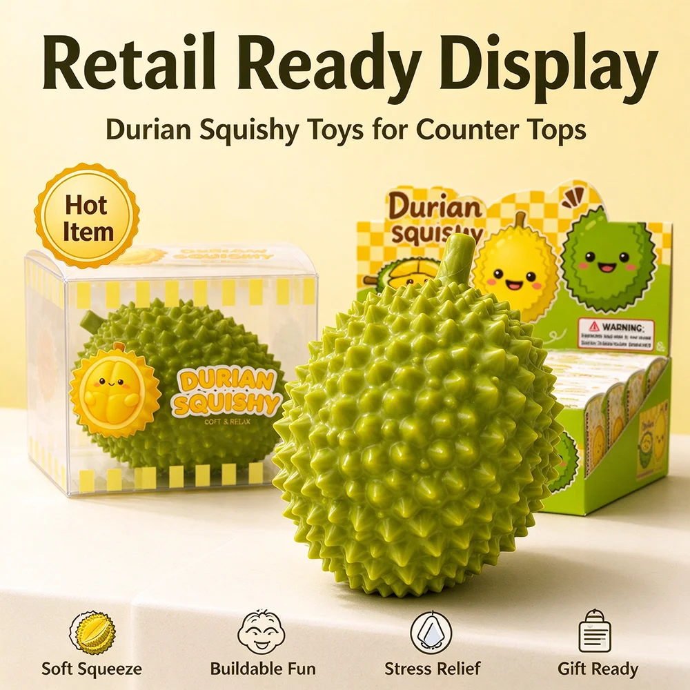 Funny Shapeable Durian Building Block Pinch Toy Soft Simulation Fruit Stress Relief Hand Toys Best Present for Friends Kids Halloween Christmas Party Favors Stocking Stuffers