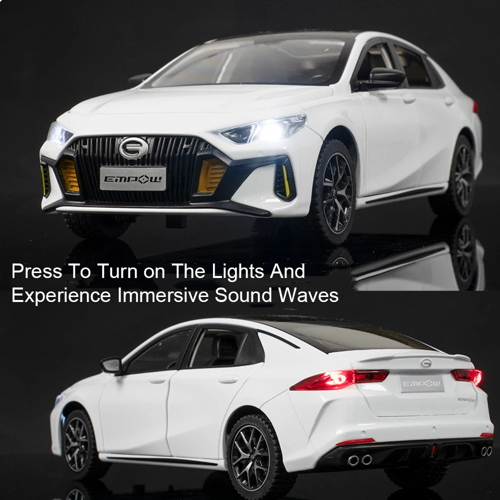 1:24 empow55 modelo em miniatura carros de brinquedo liga diecast som luz 6 portas abertas puxar para trás decoração veículo brinquedos para crianças presentes