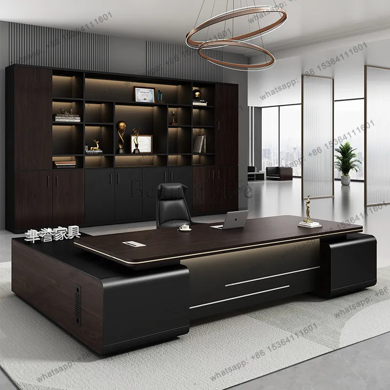 FG Luxury Storage Office Desk Modern Computer Decoration Wooden Office Desk Organizers Space Saving Meuble Bureau Trendy Furnitu