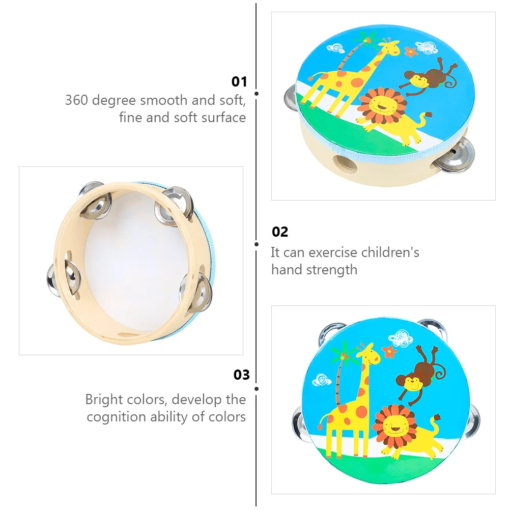 

Cartoon Tambourine Drum Double-Sided Hand Knocking Music Instrument For Early Educational Colorful Rattle