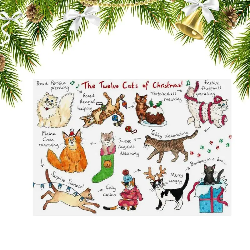 Christmas Greeting Cards Cute Puppy And Kitten Greeting Cards Animal Pattern Greeting Supplies For Family Dog Lovers And